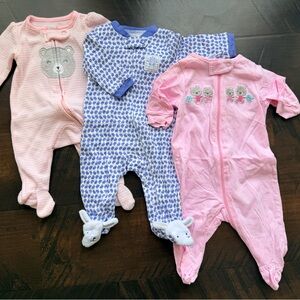 Target Pink and Blue Baby Footed One-Piece Sleepers - 3 Pack